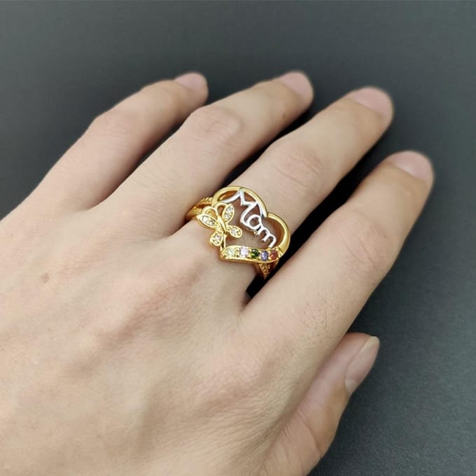 Accessoires de Bijoux Forme de Coeur Festival Tailles Variées Anniversaire Bague Femme Bijoux de Mode Alliage Fête des Mères Élégant 8 gray