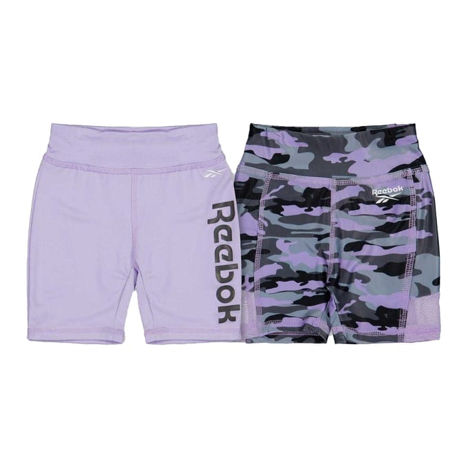 Reebok Camouflage Slim Shorts voor meisjes (Set van 2) (Lavendel)