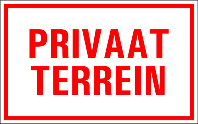 Privaat terrein tekstbord - kunststof 400 x 250 mm