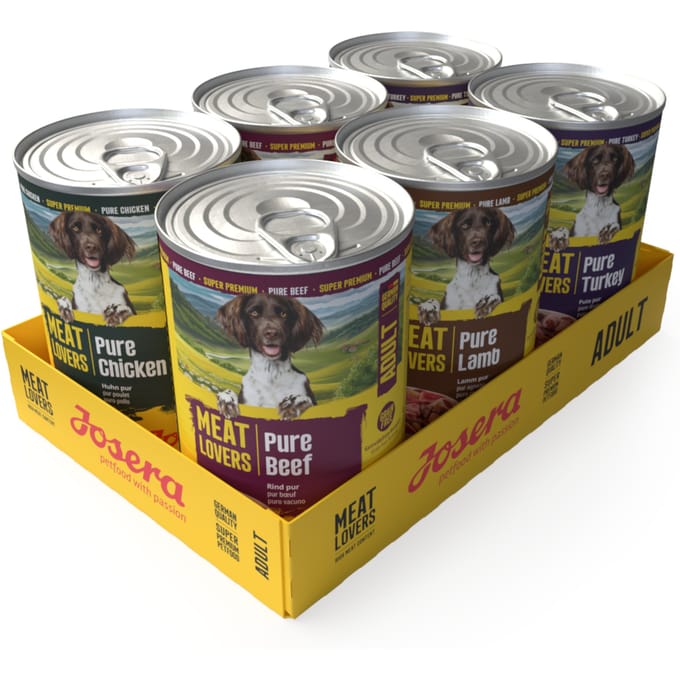Josera Meatlovers Pure 12 x 400 g Hondenvoer - Mixpaket (4 Soorten, nieuw Design)