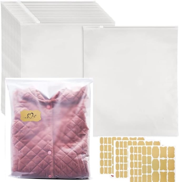 Grote Kledingzakken - Opbergzakken Set - Multifunctioneel Opbergen - Met Ritssluiting - 30x40cm - Transparant