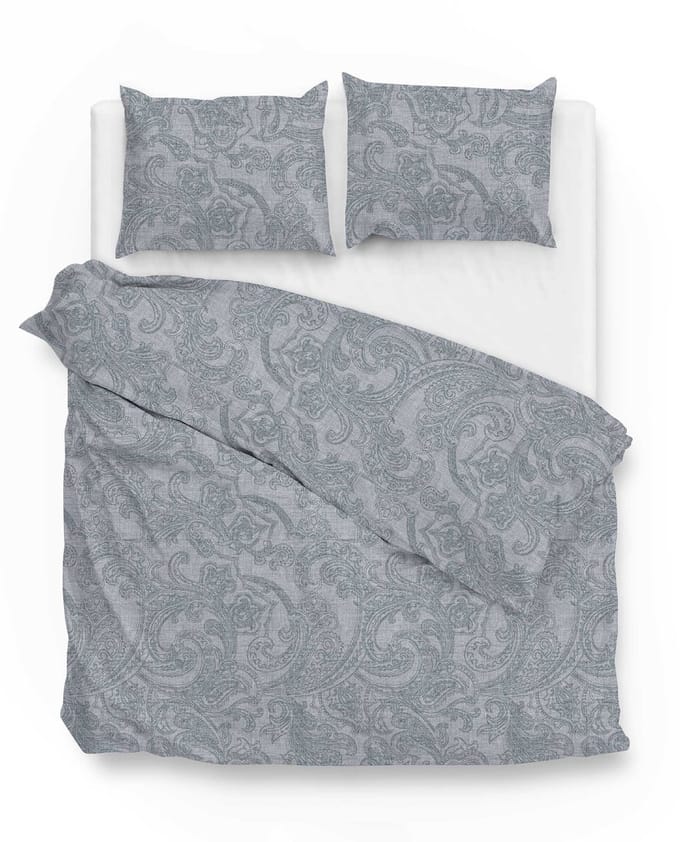 Zohome Paisley di Lino Dekbedovertrek - Extra breed - 260x200/220 cm - Denim
