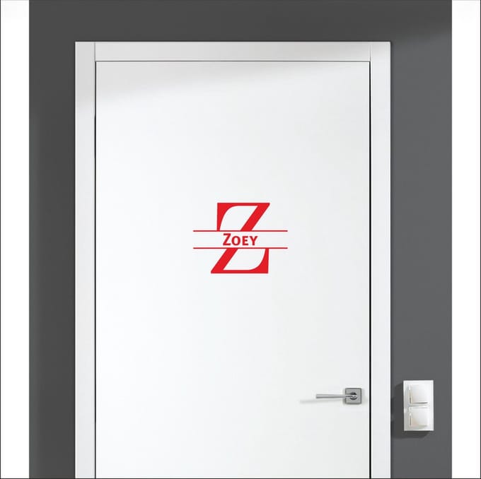 Deursticker Met Naam -  Zoey - Rood
