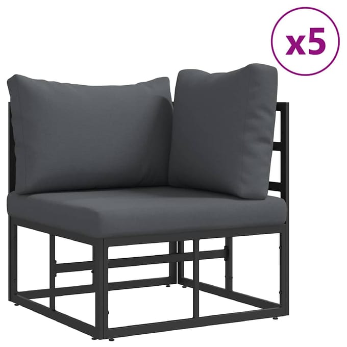 vidaXL - Tuinbank - Set - 7 - st - Zwart - Staal