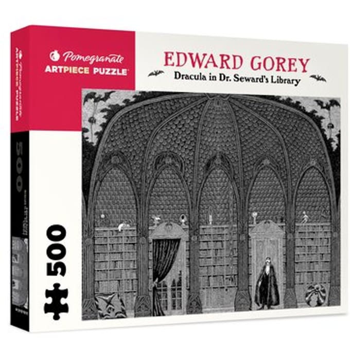 Dracula In Dr. Seward's Library 500-Piece Jigsaw Puzzle - Pomegranate Artpiece Puzzle - Edward Gorey