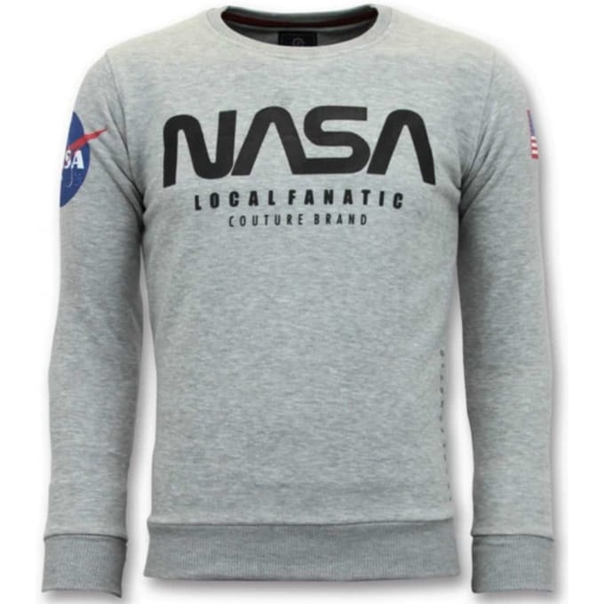 Exclusieve Sweater Heren - Nasa American Flag - Grijs