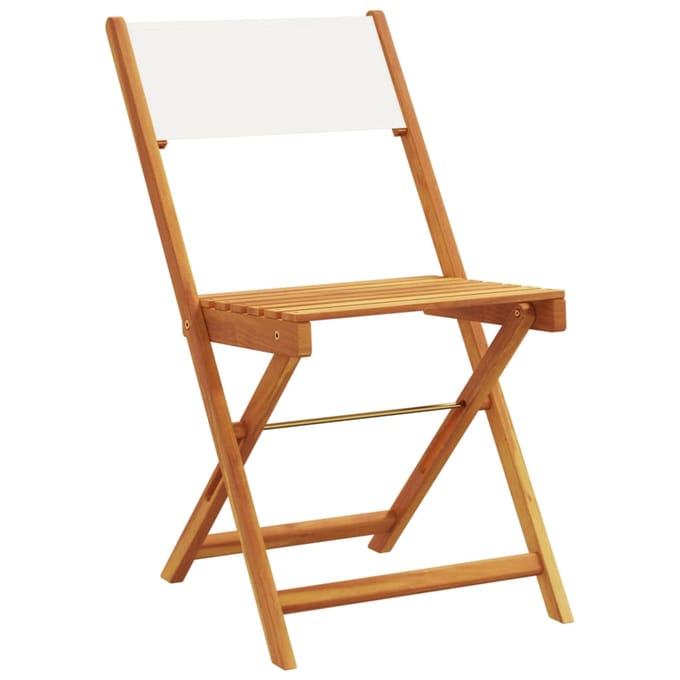 vidaXL - 3-delige - Bistroset - stof - en - massief - hout - crèmewit