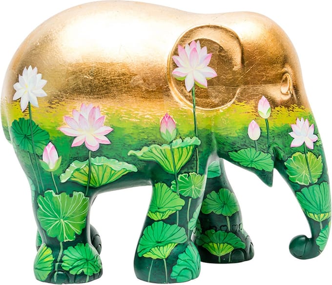 Elephant Parade Golden Lotus - Handgemaakt Olifantenstandbeeld - 10 cm