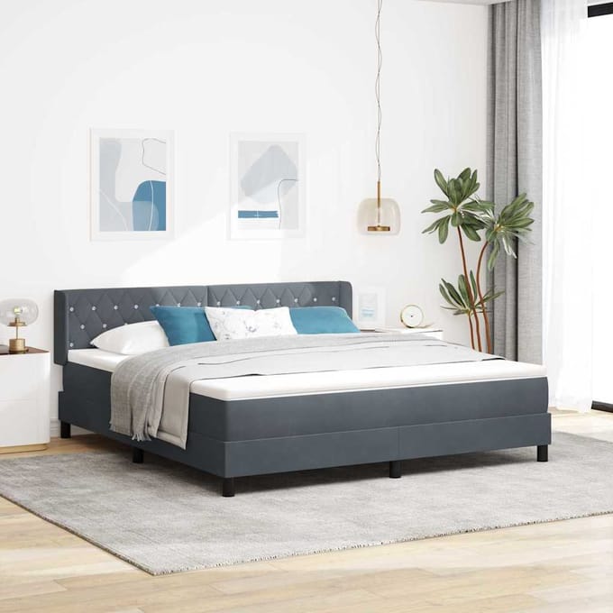vidaXL - Boxspring - bed - met - hoofdeinde - Donkergrijs - 200 - x - 180 - cm - Fluweel