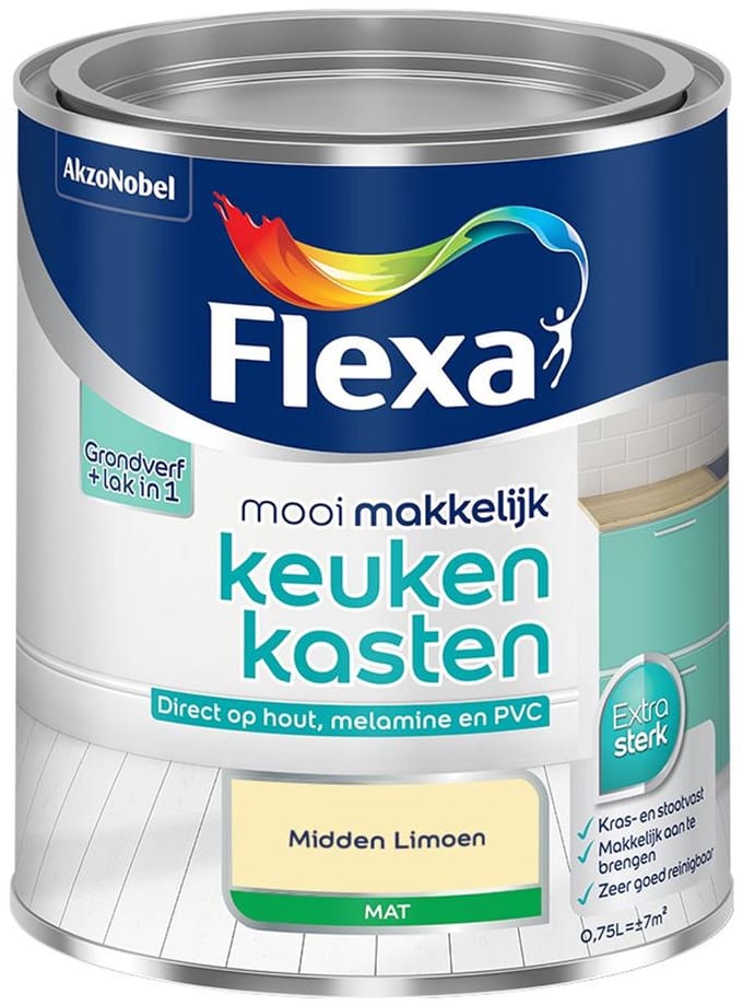 Flexa - Mooi Makkelijk Keukenkasten Mat - Midden Limoen - Mengverf - 750 Ml