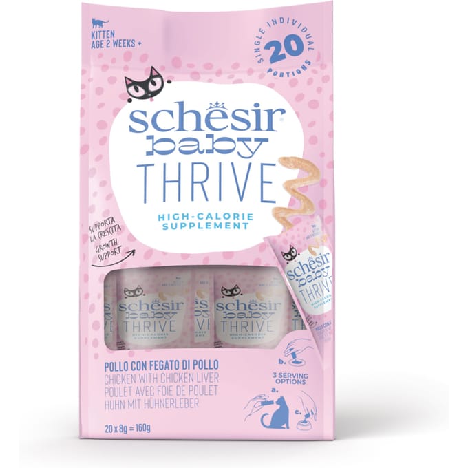 20x8g Schesir Baby Thrive kip met kippenlever nat kattenvoer