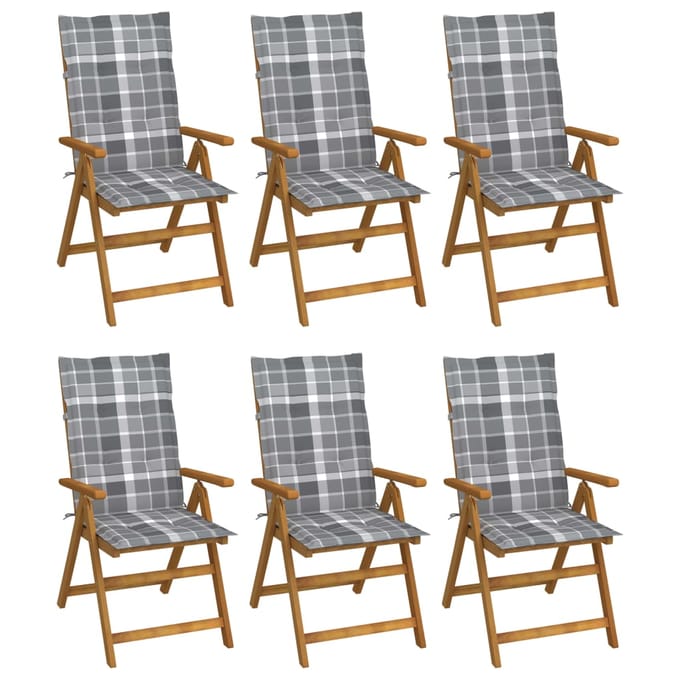 vidaXL - Inklapbare - stoelen - 6 - st - met - kussens - massief - acaciahout