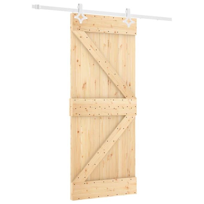 vidaXL - Schuifdeur - Natuurlijk - en - Wit - 80 - x - 210 - cm - Massief - grenenhout
