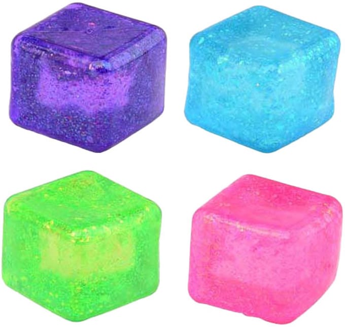 Squeeze glitter kubus 6cm Poppetjes en figuren