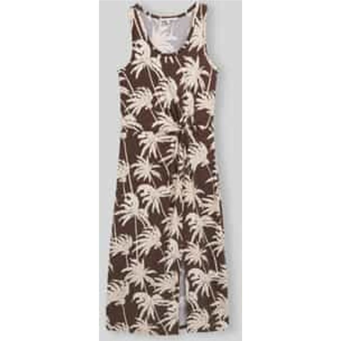 Jurk van viscosemix met knoopdetail en split