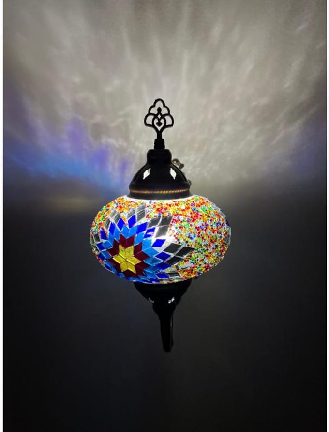 Wandlamp - Marokkaanse stijl - Turks mozaïek - Sfeerverlichting - blauw rood ster