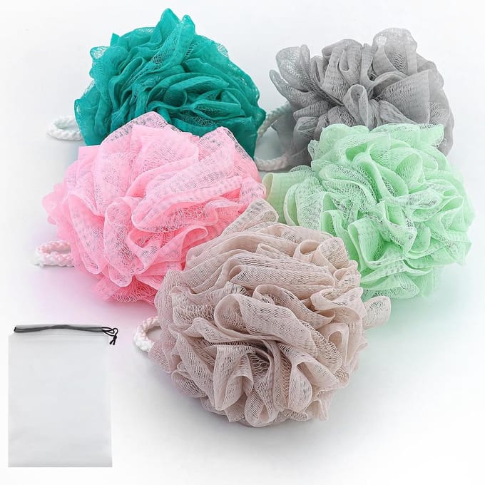5 stuks Luffa-badspons, scrubspons, badborstel, douchespons voor het lichaam, douchespons