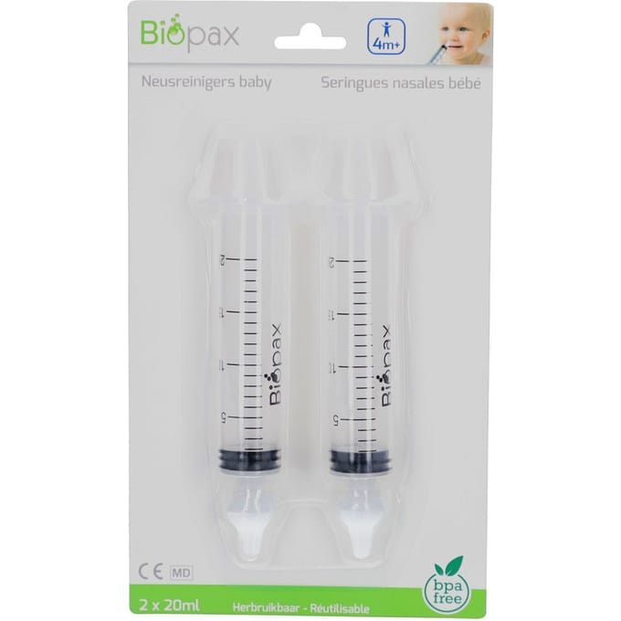 Biopax Neusreiniger Baby 4m+ 2x20ml + 2 Neusstuk.