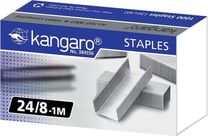 Kangaro nietjes 24/8 - 8mm - 50 vel - 1000 stuks - Flat Clinch apparaten