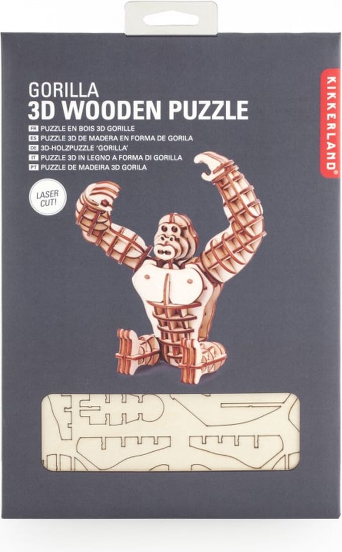 Kikkerland 3D puzzel van hout - In de vorm van een Gorilla