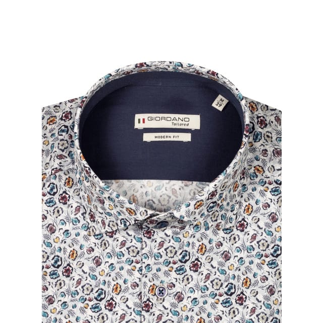 Giordano Overhemd Maggiore Satin Stretch Bold Mini Flowers Lichtblauw-Multi / male