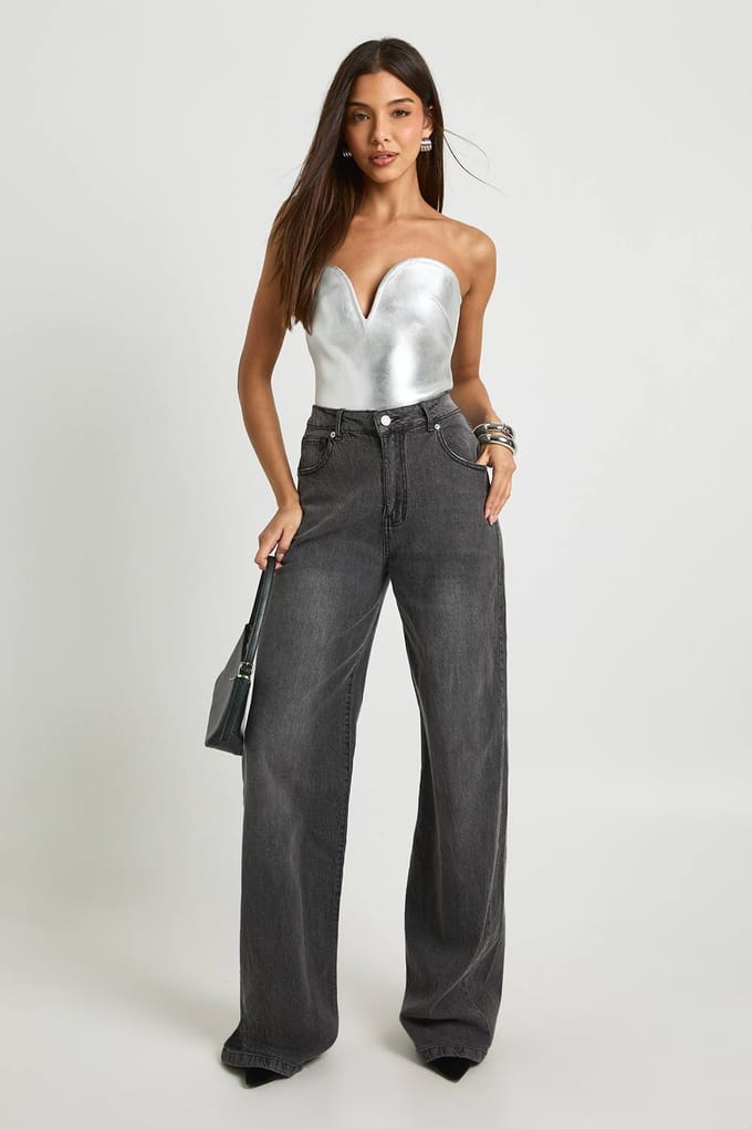 boohoo Dames Bandagendraad Detail Boven | Zilver | Maat: 36