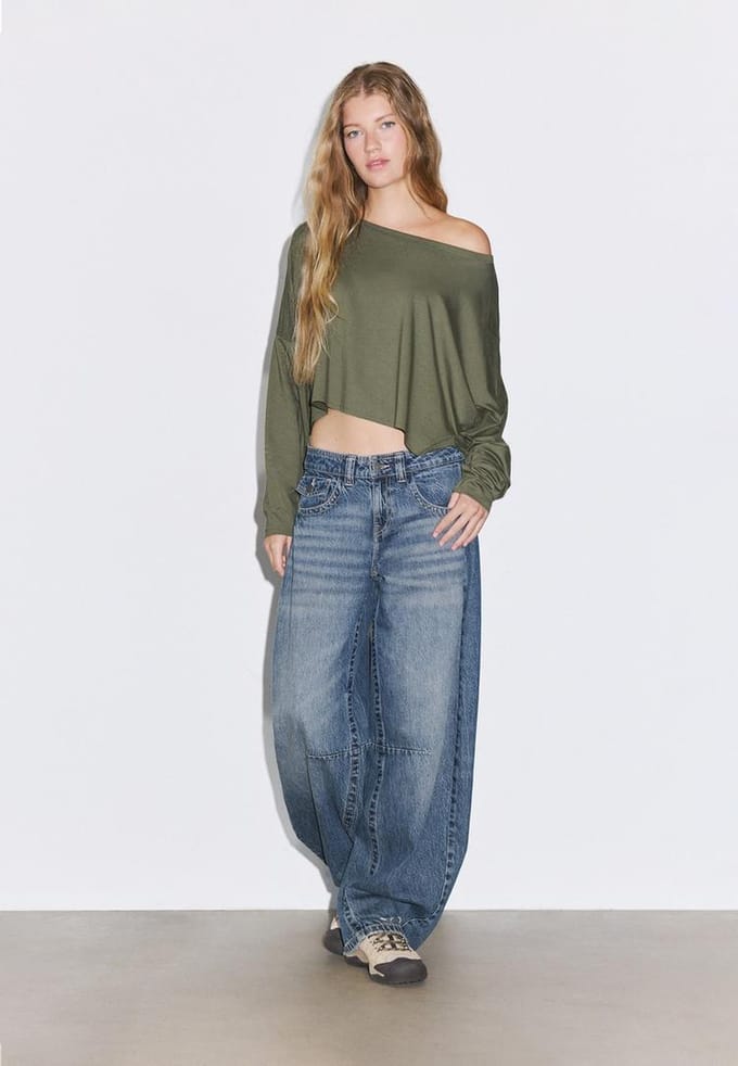 Stradivarius T-shirt met lange mouw  Kaki M