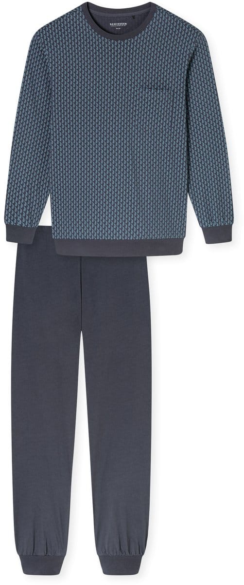 Schiesser Pyjama met print graphit-blauw