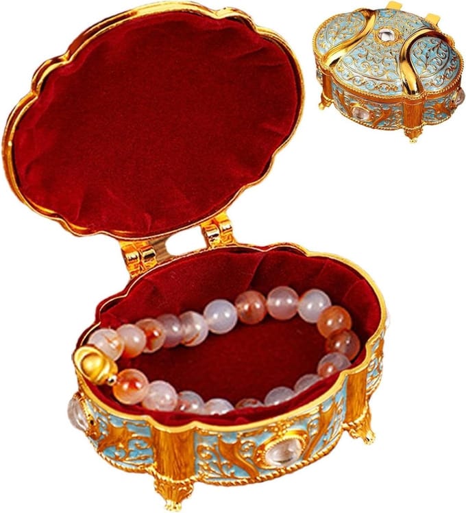 Sieradendoos - Bewaar Box - Sieraden Opbergen - Beschermende Constructie - 9.2 x 6 x 5.3 cm - Blauw