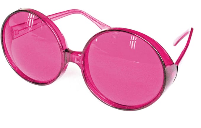 Bril grote ronde glazen neon pink