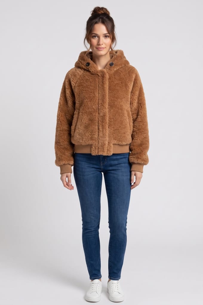 ARKET Flinga Fluffy Pile Jacket Beige Taglia: S | Giacche invernali Outlet | Donna | Marrone