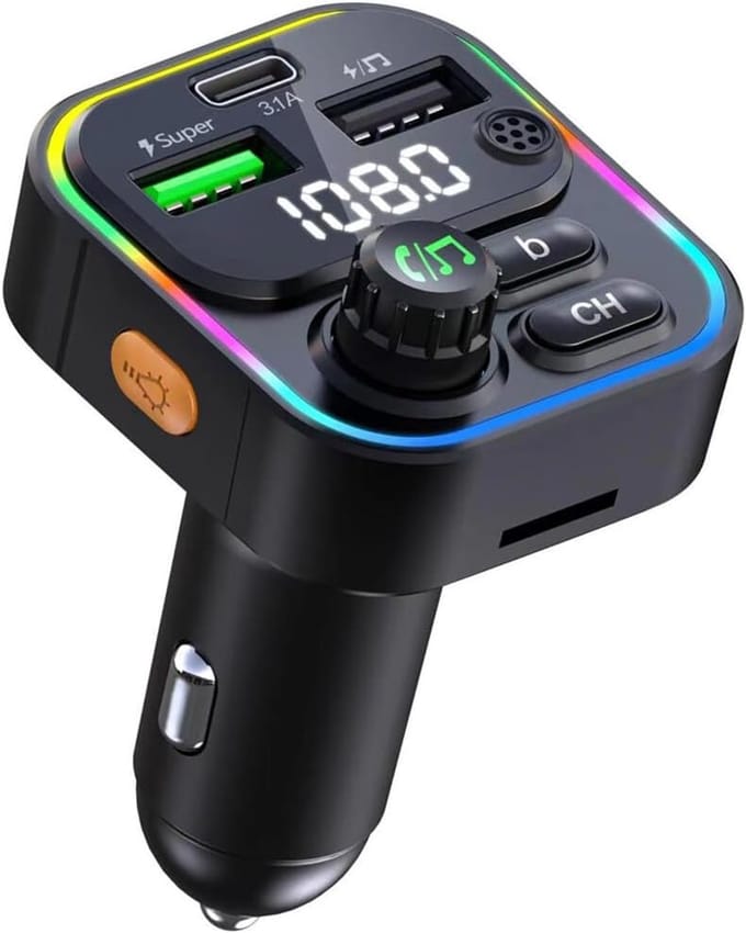 FM Transmitter Bluetooth – Bluetooth Transmitter - USB-C lader 22.5W - Carkit - USB-A - SD Kaart - BT 5.3