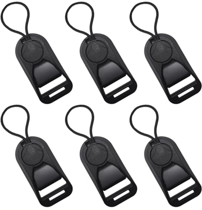 Camerariem-adapters en snelsluitclips - 6 stuks, zwart