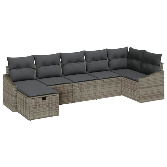 vidaXL - Bankstel - 8 - st - poly - rattan