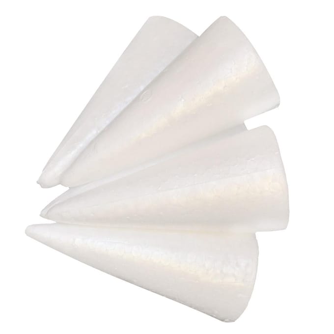 5x mousse de polystyrène en forme de cône solide blanc pour bricolage, ornements artisanaux as described blanc