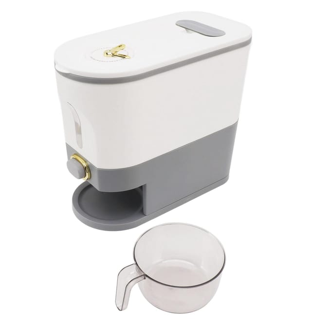 Rijst Dispenser Doos Graan Voedsel Opbergcontainer Luchtdicht Grote Capaciteit voor Thuiskeuken Grijs S 5L L white