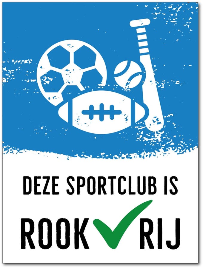 Deze Sportclub is ROOKVRIJ - Bord 30x40 cm - Forex