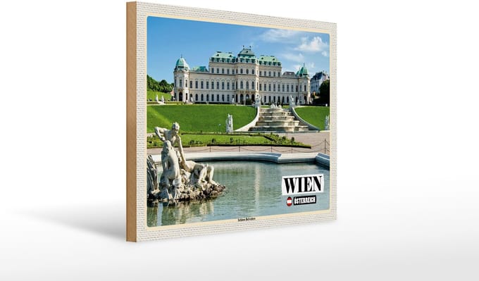 Holzschild Reise Wien Österreich Schloss Belvedere 40x30cm