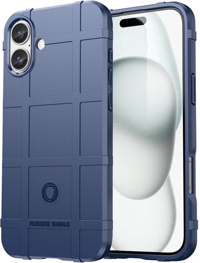 MobyDefend Hoesje - Geschikt voor iPhone 16 - Rugged Shield TPU Backcover - Blauw