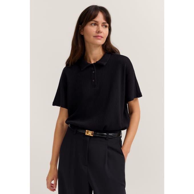 Bugatti Damen T-shirt van gestructureerd katoenmengsel