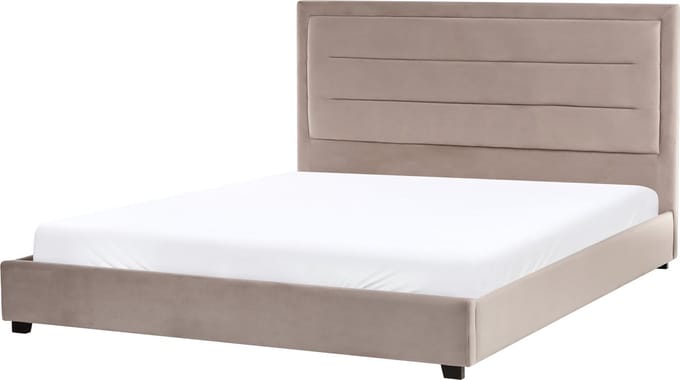 ROUEN - Tweepersoonsbed - Taupe - 180 x 200 cm - Fluweel