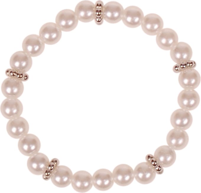 Kinderarmbandje - Ivoorkleur - Imitatiepareltjes 6mm - Spacers - Elastisch