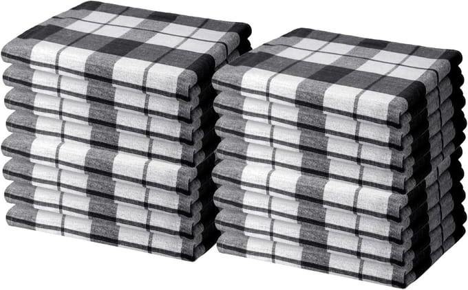 Set van 16 Keukendoeken 100% Katoen, Extra Absorberend Zwart 50x70 cm