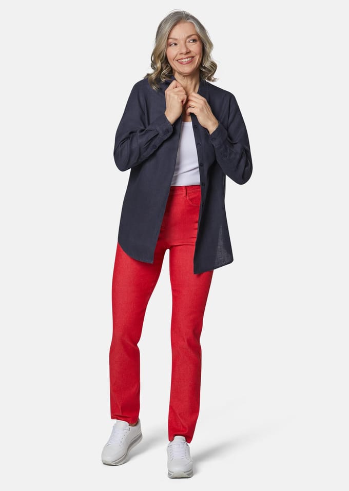 Goldner Linnen blouse Comfortabele damesblouse voor zakelijk gebruik