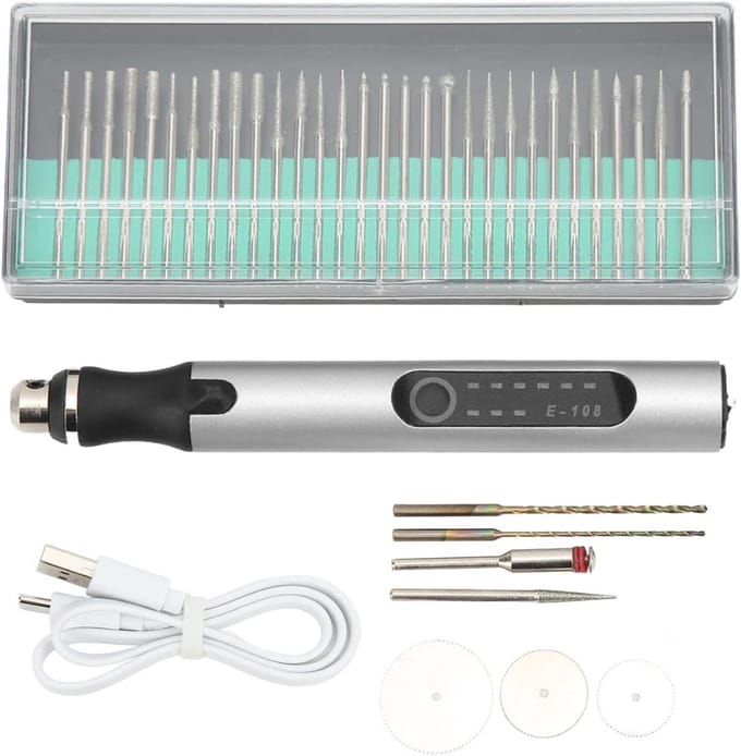 Draadloze Mini Graveerstift en Boormachine Set voor Metaal, Glas, Hout - USB Oplaadbaar