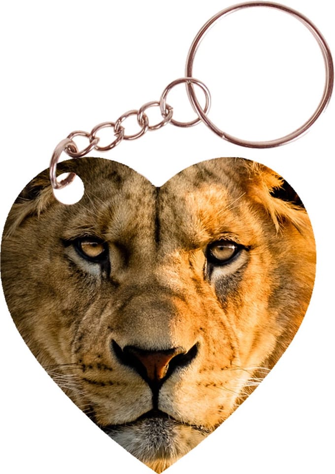 Sleutelhanger hartje 5x5cm - Leeuw - Hoofd