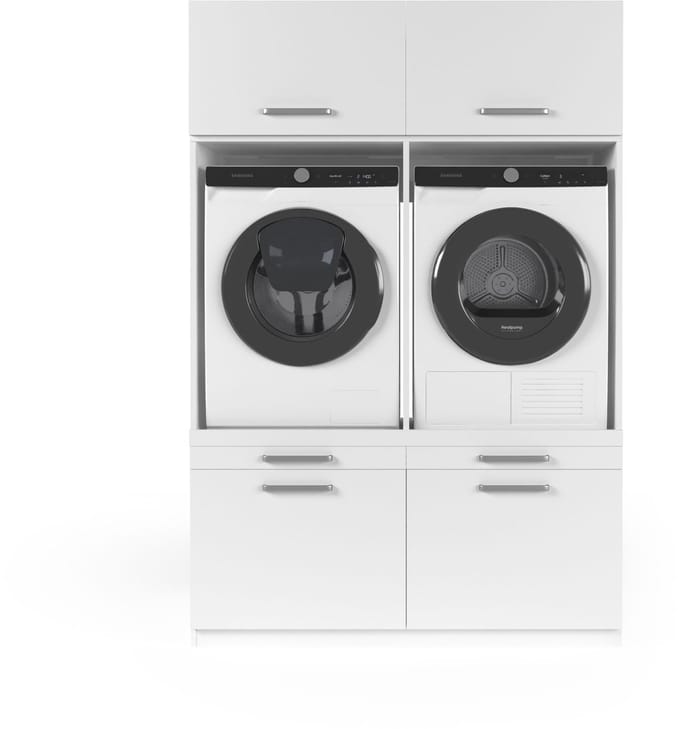 Wasophoogte® Wasmachine Kast Budapest - Wasmachine verhoger - Wasmachine ombouw - 700(D)*1330(B)*1990(H) mm - Wit