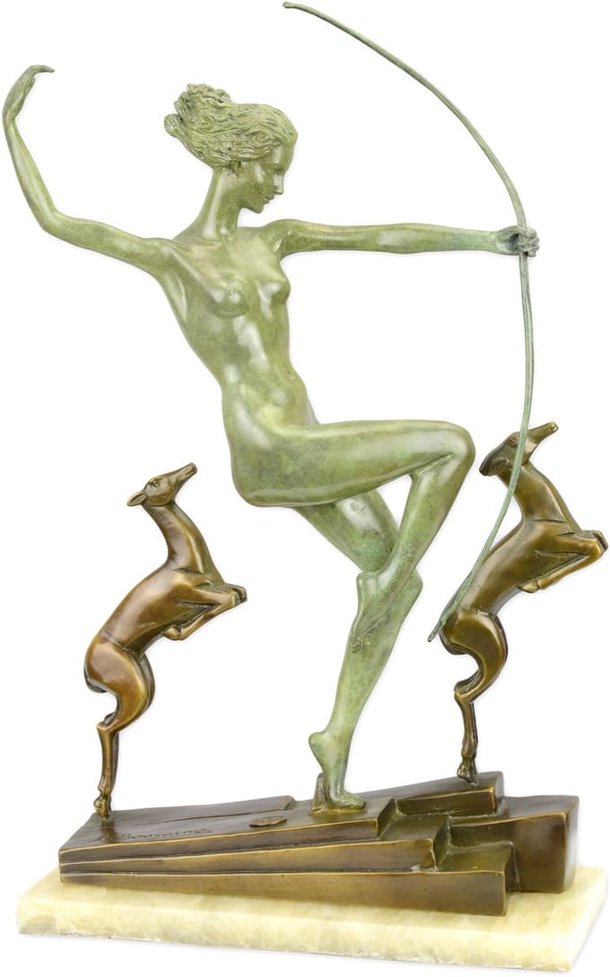 Bronzen beeld - Diana - sculptuur - 36,7 cm hoog