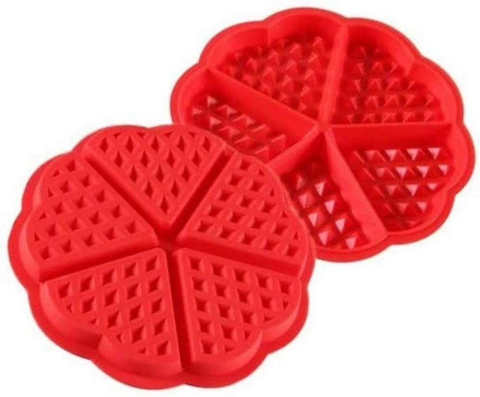 Siliconen Wafelvorm / Wafelijzer – Hartvorm - Rood - G&S