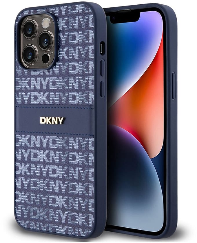 DKNY Textured Tonal Stripe Back Case - Geschikt voor Apple iPhone 14 Pro (6.1") - Blauw